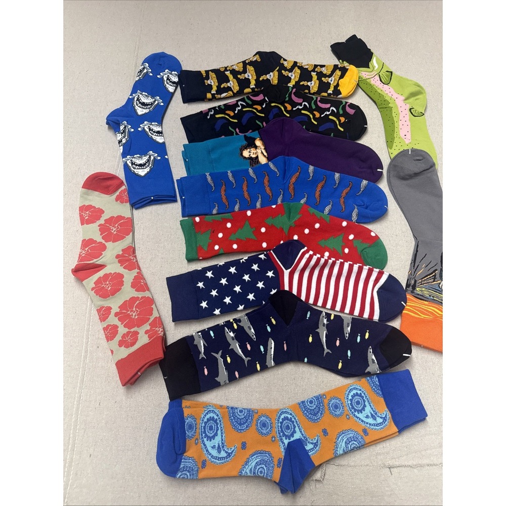 Different Touch Crew Socks Men Novelty Assorted Multi-Color 9-12 Like New